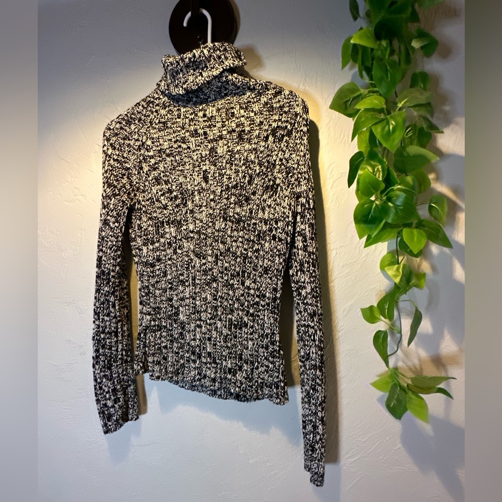 Black and White Turtleneck Sweater
